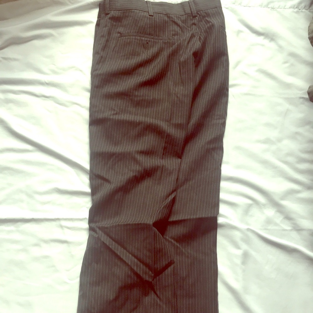 Perry Ellis pin strip grey with blue pin stripe